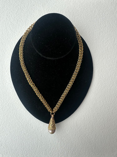 Brass Chain with pearl pendant