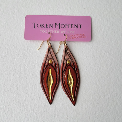 Yoni Earrings, Large-pink/red by Amanda Schram