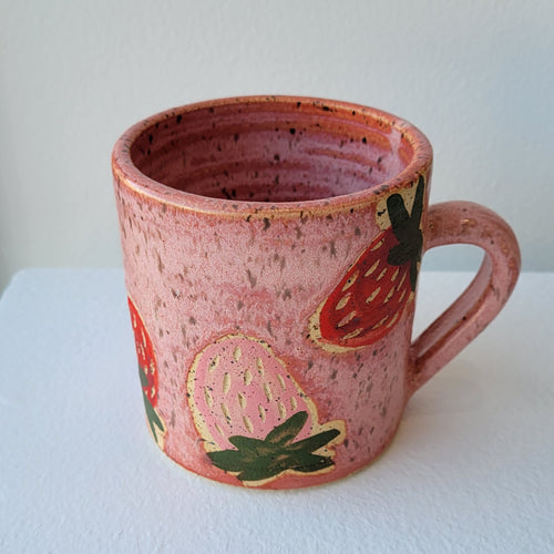 Pink Strawberry Mug by Lei Washington