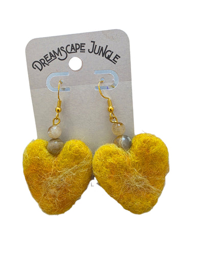 Tie Dye Heart and Gemstone Earrings by Sophie Sigel