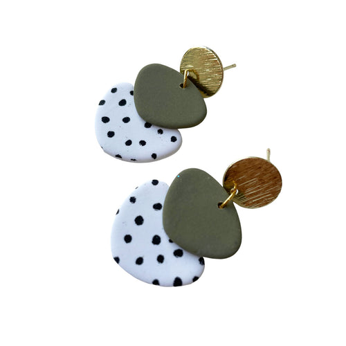 Quinn Dangle/Dotted- Khaki Earrings by Clay and Trinkets