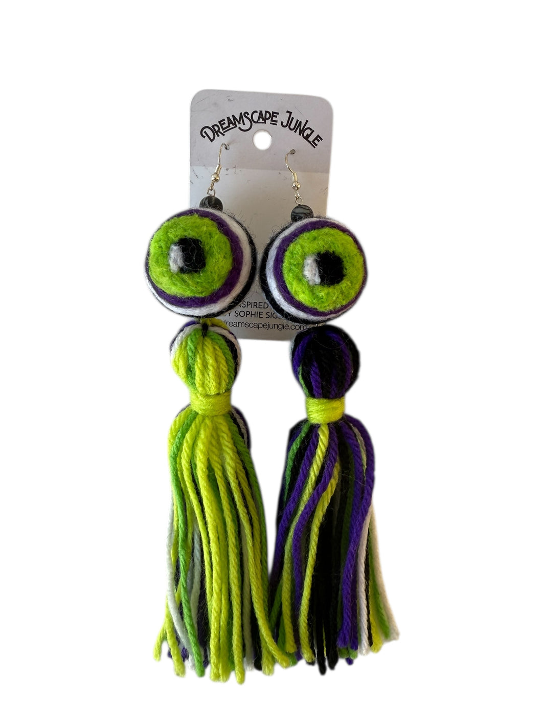 XL Special Eyeball & Tassel Earrings by Sophie Sigel