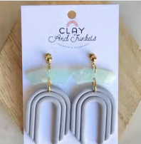 Valerie Dangles Slate/Seafoam Earrings by Clay and Trinkets