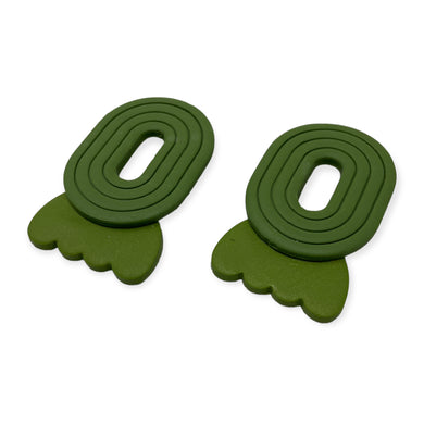 Monotone Green Polymer Clay Stud Earrings by Nina Perkins (Pompa Goods)