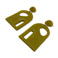 Green Polymer Clay Arch Earrings by Nina Perkins (Pompa Goods)