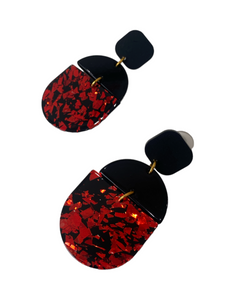 Black and Red Foil Earrings