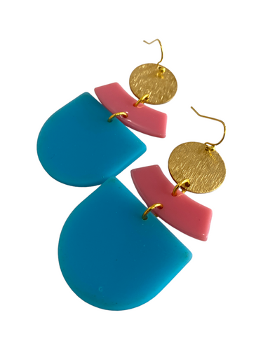 Pink and Turquoise Dangles by Las Ranas